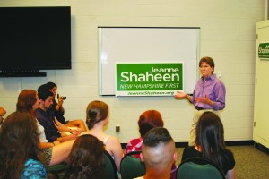 Ken Johnson/Staff Senator Jeanne Shaheen speaks to UNH students in the MUB. Shaheen visited Saturday afternoon.
